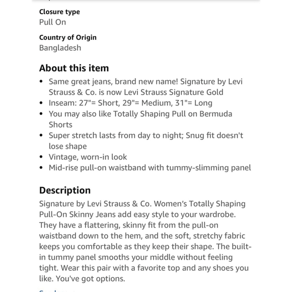 Levi's Signature Jeans, 18M, Dark Blue - Picture 4 of 8